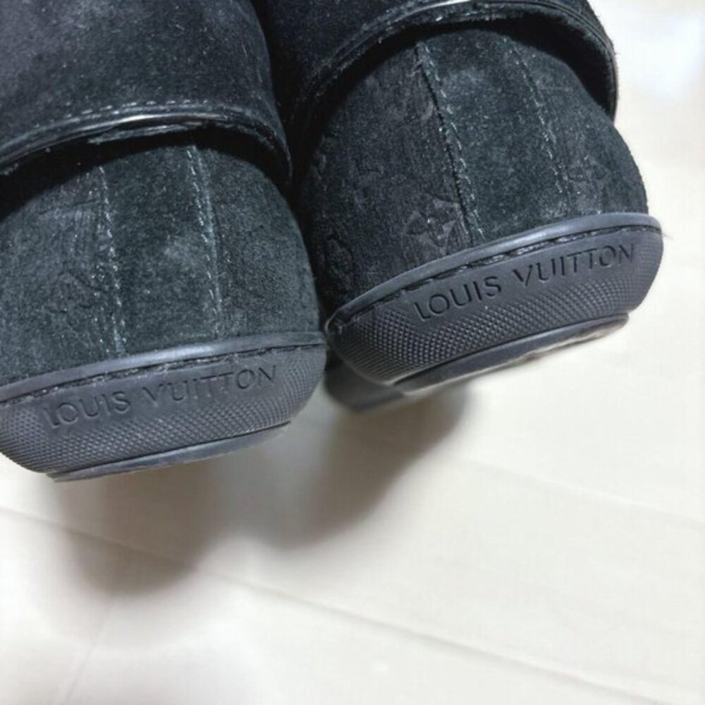 LOUIS VUITTON Boots Heel Monogram Suede Black EU36.5 RARE! - Picture 4 of 16